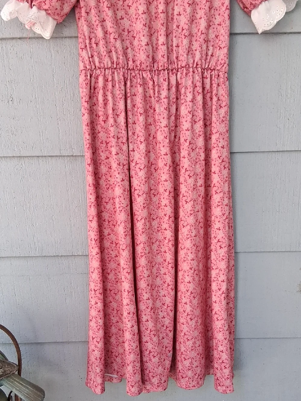 Creepy Victorian Pink Floral Dress For Costume
